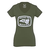 Viva Mexican Hecho en Mexico Logo Mariachi Republic 5 de Mayo for Women V Neck Fitted T Shirt