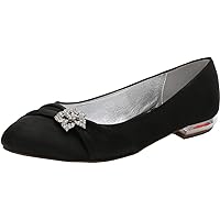 Womens Rhinestones Wedding Flats Pleated Shoes Slip On Round Toe Party Dress Shoes Black US 8