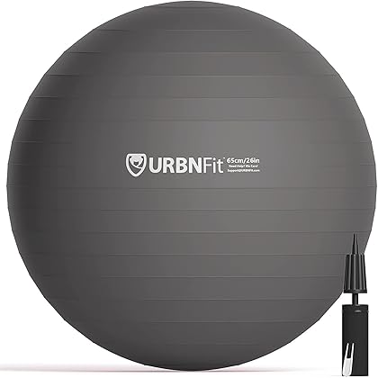 URBNFit Exercise Ball - Yoga Ball for Workout Pregnancy Stability - AntiBurst Swiss Balance Ball w/ Pump - Fitness Ball Chair for Office, Home Gym