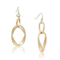 POMINA Lightweight Geometric Gold Silver Two Tone Hammered Dangle Drop Earrings Linked Circle Rectangle Oval Trendy Fashion Dangling Earrings for Women