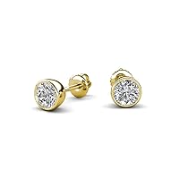 Lab Grown Diamonds 0.70 ctw (4.50 mm) VS1/F, Euro Bezel Set Solitaire Stud Earrings 14K Gold