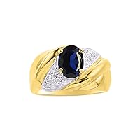 Rylos Rings for Women 14K Gold Plated Silver Ring 8X6MM Gemstone & Diamonds Classic Design Color Stone Jewelry for Women Sterling Silver Rings for Women Diamond Rings for Women Size 5,6,7,8,9,10