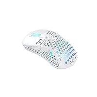 M4 Wireless Ultra-Light Gaming Mouse, RGB, Adjustable Shape, 2.4 GHz Lag-Free Wireless, 75hrs Battery Life - White