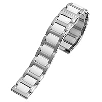 for Women Man Ceramic Bracelet Stainless Steel Combination watchband 12 14 15 16 18 20 22mm Strap Fashion Watch Wristwatch Band (Color : 10mm Gold Clasp, Size : 17mm)
