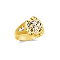 Sonia Jewels 14k Two Toned Gold CZ Cubic Zirconia Men's Crucifix Anchor Mariner Ring