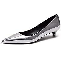 Eldof Women's Low Heel Pumps Pointed Toe Kitten Heels Slip on Comfort Pumps 1.4 Inches for Dress Party Office