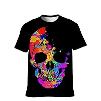 Tshirt Men's-Graphic Skull-Retro Hip-Hop Shirt Fun Tee Teeshirt-Adult Cool-Tees Sportwear-Comic Retro Athletic
