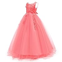 Flower Girls Vintage Lace Maxi Bridesmaid Dress Princess Birthday Wedding Party Tulle Pegeant Evening Formal Prom Dance Gown