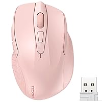 TECKNET Wireless Mouse, 2.4GHz Ergonomic Computer Mouse, Portable Cordless Mice, Mouse for Laptop, 6 Buttons USB Mouse for Chromebook, Ergo Grip, 24 Months Battery - Pink