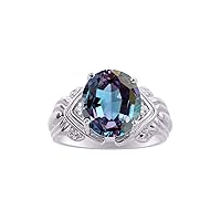 Rylos 14K White Gold Ring with 12X10MM Gemstone & Diamonds – Striking Ring for Middle or Pointer Finger – Exquisite Color Stone Jewelry for Women – Available in Sizes 5-13