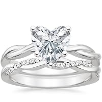 JEWELERYN 5 CT Heart Cut VVS1 Colorless Moissanite Engagement Ring Set, Wedding/Bridal Ring Set, Sterling Silver Vintage Antique Anniversary Promise Ring Set Gifts for Her