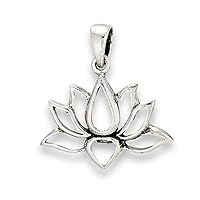 Flower Lotus Pendant .925 Sterling Silver Symbol Strength Om Peace Transformation Charm