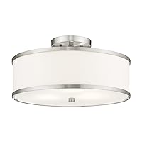 Livex Lighting 62628-91 Transitional Three Light Ceiling Mount from Park Ridge Collection in Pwt, Nckl, B/S, Slvr. Finish, Brushed Nickel