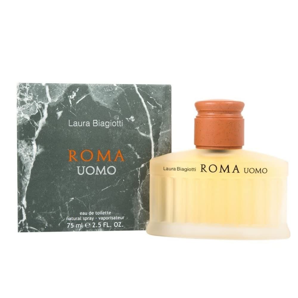 Laura Biagiotti - Roma Uomo - Irresistible Mix of Romanticism and Modernity - Top Notes of Pink Grapefruit, Basil, and Laurel, 2.5 oz Eau de Toilette for Men