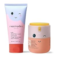 Kids Happy Morning DUO: Clean & Vegan Skin Care for Kids Bundle | Kids Skin Care Cloud Face Wash + SPF 20 Mineral Face Cream | Non-Toxic | Non-Comedogenic | Fun | Easy-to-Use Skincare for Kids