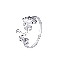 Lotus Flower Om Ring For Women Stainless Steel Dainty Om Aum Ohm Symbol Ring Yoga Jewelry Inspirational Gift