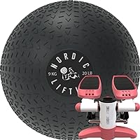 Nordic Lifting Slam Ball 20 lb Bundle with Mini Stepper - Pink