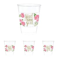 amscan Baby Girl Floral Plastic Cups - 25pc / 16oz, Cups Pl Floral Baby, One Size (Pack of 4)