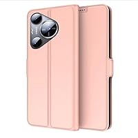 Compatible for Huawei P70 Wallet Card case PU Leather Protective Cover Anti-Scratch Anti-Slip Shockproof Women Men Protective Slim Fit Magnetic Suction Buckle Cover (Rose Gold)