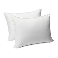 Down Alternative Bed Pillow, Medium Density for Back and Side Sleepers, Standard, 26 x 20 Inch - Pack of 2, White