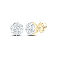 10K Yellow Gold Diamond Flower Cluster Earrings 1/2 Ctw.
