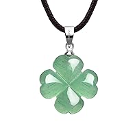 Four Leaf Clover Necklace,Made with Green Aventurine for Faith Hope Love and Luck 18 Inch Rope Chain St. Patrick's Day