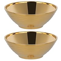 Buyer Star Gold Ramen Noodle Soup Bowl,2 PCS Double Layer 18/8 Stainless Steel Bowl(8 inch)