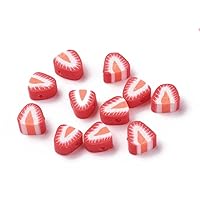 50Pcs Handmade Strawberry Polymer Clay Beads Strawberry Slice Clay Beads Fruit Loose Spacer Beads 9.5-12mm for DIY Bracelet Necklace Earring Jewelry Making