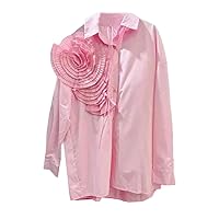 Solid Spring Autumn Shirts Vintage Fashion Women Tops Party Shirts Large Size