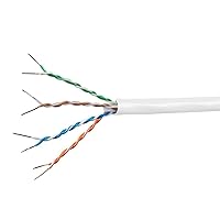 Monoprice Cat6A Ethernet Bulk Cable - Network Internet Cord - Solid, 550Mhz, UTP, CMR, Riser Rated, Pure Bare Copper Wire, 10G, 23AWG, No Logo, 1000ft, White