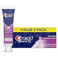3D White Advanced Teeth Whitening Toothpaste, Radiant Mint, 3.3 oz, Pack of 2