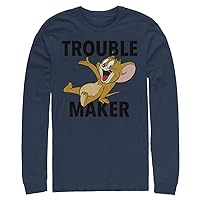 Harry Potter Big & Tall Tom & Jerry Trouble Maker Men's Tops Long Sleeve Tee Shirt, Navy Blue, 5X-Large