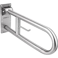 23.6 INCH Stainless Toilet Safety Rails, WochiTV Handicap Grab Bars for Elderly, Disabled Flip-Up Bathroom Grab Bar with Paper Holder,Toilet Handrails Hand Grips Handle Shower Assist Aid