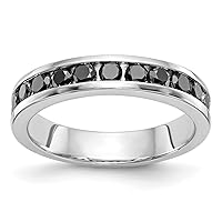14k White Gold 3/4 Carat Black Diamond Channel Band Size 7.00 Jewelry for Women