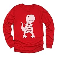 Dinosaur I Love You This Much Toddler Boys Valentines Day Shirt Kids Long Sleeve