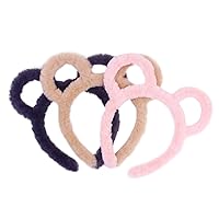 Mouse Ears Headband Kids,3Pcs Fuzzy Mouse Ears headband Animal Style Cute Hairband for Costume Kids Mouse Costume Girls for Cosplay Halloween Christmas (Pink Brown Black)