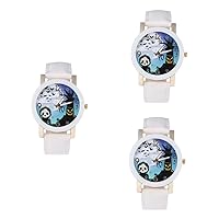 BESTOYARD 3pcs Leather Band Watch Digital Watches for Women Fashion Belt Watch Women Watch Halloween Ghost Watch Men Wrist Watches Unique Quartz Watch White Miss Pumpkin Simple Casual