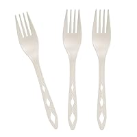 100% Compostable Non Plastic Forks [200 Pack] CPLA Disposable Forks. Non Plastic Silverware Set. Eco-Friendly Cutlery, Off White Flatware, Extra Sturdy Utensils, by Earth's Natural Alternative