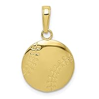10k Gold Polished Baseball Closed Back Pendant Necklace Measures 23x14mm Wide Jewelry for Women