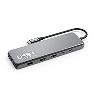 Portable USB4 10-in-1 USB-C Hub Supports USB-C PD up to 100W, HDMI Port Up to 8K@30Hz, Dual HDMI Ports, Supports USB3.2, USB2.0, Thunderbolt 3/USB4, Built-in Ethernet Port