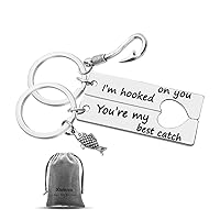 Xiahuyu Couple Keychain Gift I'm Hooked on You You're My Best Catch Keychain Set Gift for Couples Boyfriend Girlfriend Anniversary Christmas Birthday Valentines Gift