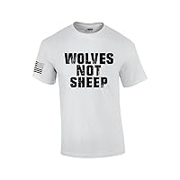 Men's Wolves Not Sheep Patriotic American Flag Sleeve Short Sleeve T-Shirt Graphic Tee