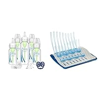Dr. Brown's Natural Flow Anti-Colic Options+ Narrow Baby Bottle Gift Set & Folding Baby Bottle Drying Rack for Easy Storage, Dry Nipples, Pacifiers and Other Baby Essentials, BPA-Free