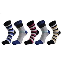 Cotton Colorful Striped Harajuku Five Fingers Crew Socks Boys 5 Pairs Men's Casual Socks