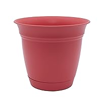 The HC Companies 8 Inch Eclipse Round Planter with Saucer - Indoor Outdoor Plant Pot for Flowers, Vegetables, and Herbs, Rose