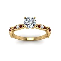 Choose Your Gemstone Petite Pave Diamond CZ Engagement Ring yellow gold plated Round Shape Petite Engagement Rings Minimal Modern Design Birthday Gift Wedding Gift US Size 4 to 12
