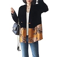 coat women's chinese style retro long sleeve top stitching design cheongsam button