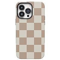 Casely iPhone 14 Pro Max Case | Compatible with MagSafe | Fit Check | Neutral Checkerboard Checkered Case