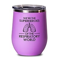 Respiratory Therapist Pink Edition Wine Tumbler 12oz - The Heroes of The Respiratory - Therapist Gift For Lungs Doctor Graduation Oxygen Therapy Mom Asthma Treatment Dad Doctor