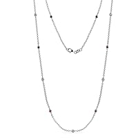11 Stone Petite Ruby and Diamond 1/3 ctw Womens Station Necklace 14K Gold